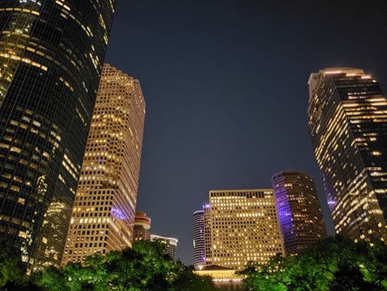 Houston, Texas at Night - While Houston sleeps, teams of translators at 24 Hour Translation Services are translating documents to meet critical deadlines.